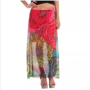 Desigual Brenda maxi skirt with sheer overlay size 42